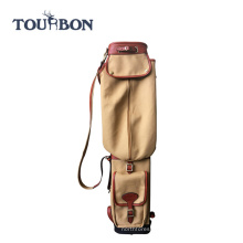 Tourbon Outdoor Bag Guangzhou Hersteller hält 6 Stück Golf Stick Canvas und echtes Leder Golf Bag